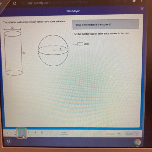 A cylinder and a sphere shown below have equal volumes what is the radius of the sphere
