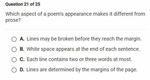 Which aspect of a poem's appearance makes it different from prose?