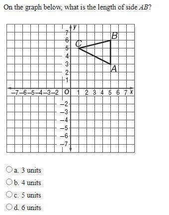 On the graph below, what is the length of side AB?