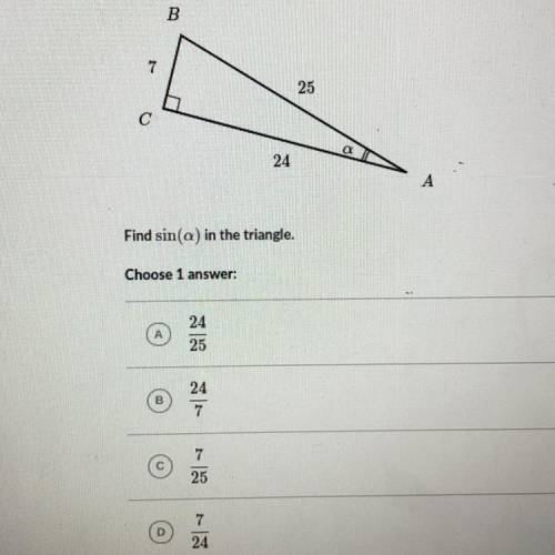 Find sin(a) in the triangle. *someone help*