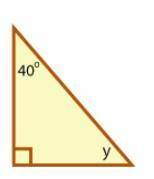 PLEASE HELP ME What is the measure of angle y?
130°
50°
90°
40°