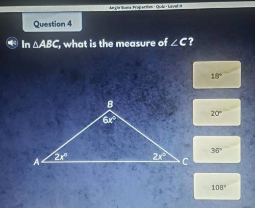 Question 4 In AABC, what is the measure of ZC?​