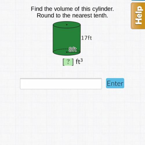 Find the volume of this cylinder. geometry help