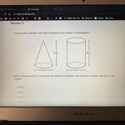 PLEASE HELP! A cone and a cylinder with their dimensions are shown in the diagram.

Which measurem