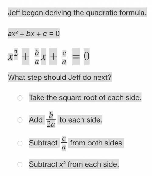 Jeff began deriving the quadratic formula...
