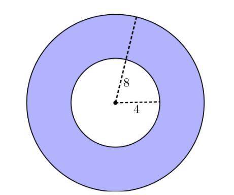 Find the area of the shaded region in the figure below, if the radius of the outer circle is 8 and