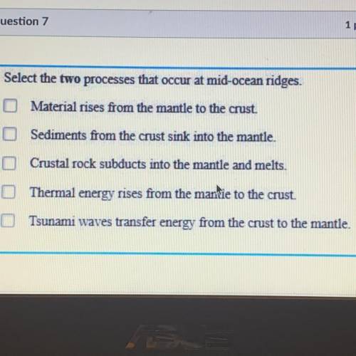 Select the two processes that occur at mid-ocean ridges.