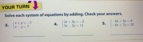 Solve each system of equations by adding.