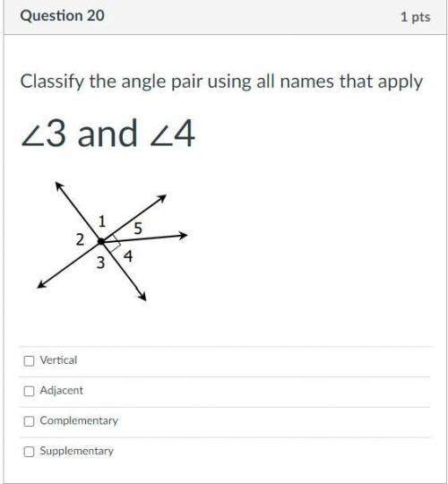 Classify the angle pair using all names that apply