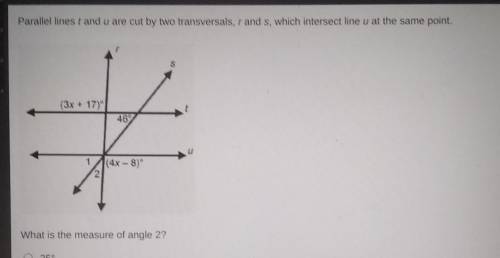 What is the measure of angle 2?O 25°O 42°O 46°O 88°​