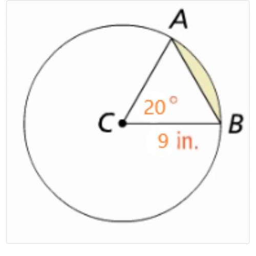 What is the area of the shaded segment shown? Round your answer to the nearest tenth please help me