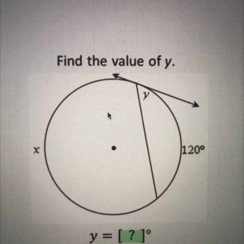 Find the value of y.
120°
X
y = [?]