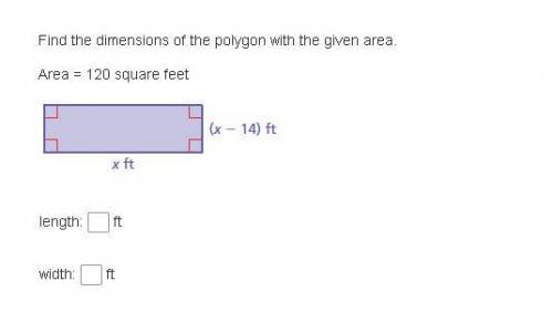 Find the dimensions of the polygon with the given area.
