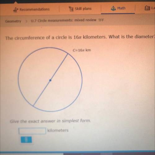 Find the diameter of the circle please