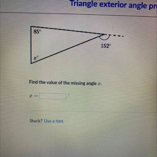 85°
152
Find the value of the missing angle