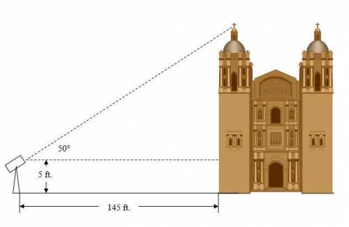 An engineer stands 145 feet from a building. He uses a transit telescope that stands 5 feet from th