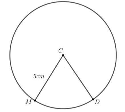 With a major arc angle of 16π9. What is the length of the minor arc MD?