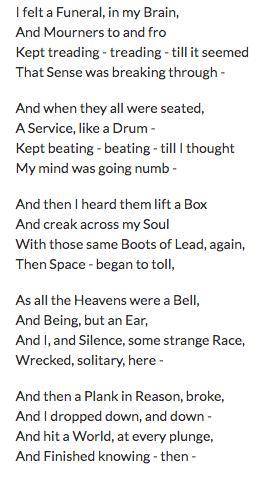 I felt a funeral, in my brain; by Emily Dickinson

How does stanza 5 contribute to the speaker's d
