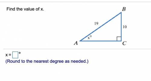 Find the value of X

round the nearest degree as needed
quickest answer WILL get (if avail