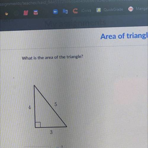 What is the area of the triangle?
5
4
3
units2