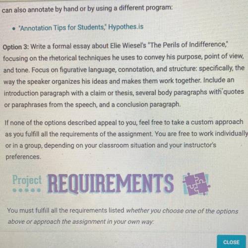 70 POINTS‼️‼️

Option 3: Write a formal essay about Elie Wiesel's The Perils of Indifference,
fo