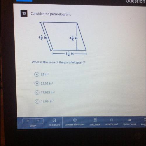 Consider the parallelogram.
What is the area of the parallelogram?