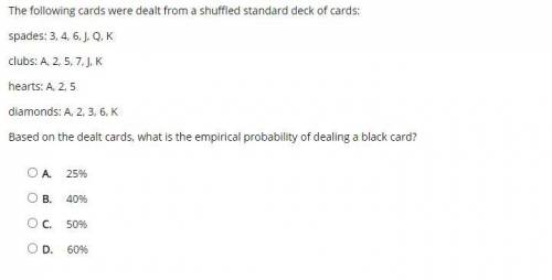 The following cards were dealt from a shuffled standard deck of cards:

spades: 3, 4, 6, J, Q, K
c