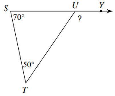 In the figure shown, what is the measure of the indicated angle?