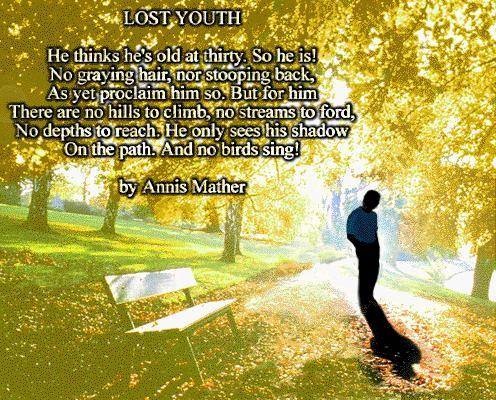 Write a short paragraph explaining what you think the poet means in Lost Youth, by Annis Mather.