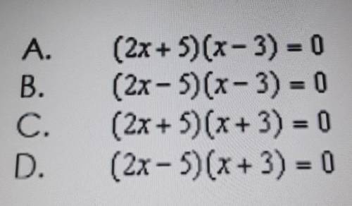 Which equation below allows you to solve 2x2 - 15 = x Using the zero-product property?​