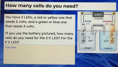 How many cells do you need for the 2 Volt LED and for the 3 Volt LED according to the picture?PLS H