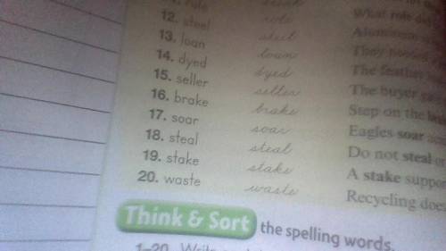 Spelling assignment and there are 20 words and there are 20 boxes you have to put the word in the 2