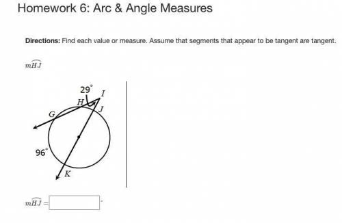 Homework 6: Arc & Angle Measures
