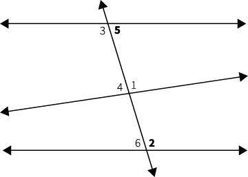 Use the figure to decide the type of angle pair that describes ∠5 and ∠2.

A.alternate exterior an