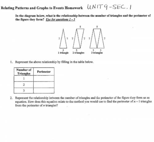 Relating patterns and graphs to events homework please help