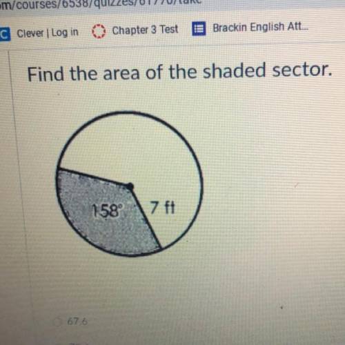 Find the area of the shaded sector.
158°