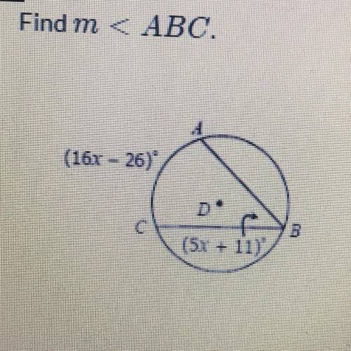 Help me plssss
Find m < ABC.