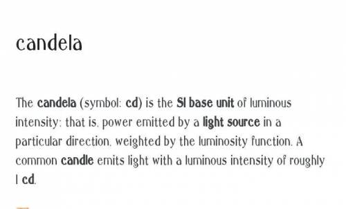What is the SI unit for luminous intensity?​