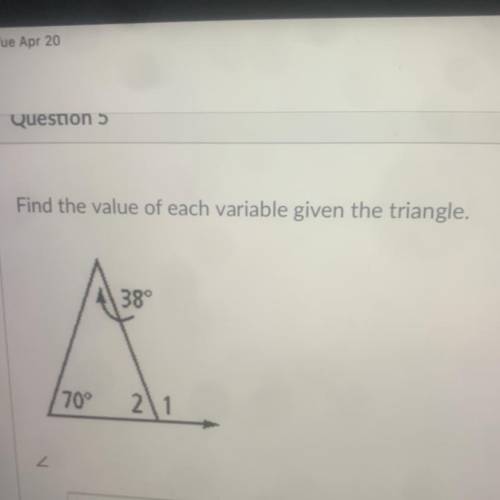 Find the value of each variable given the triangle.
How I solve this