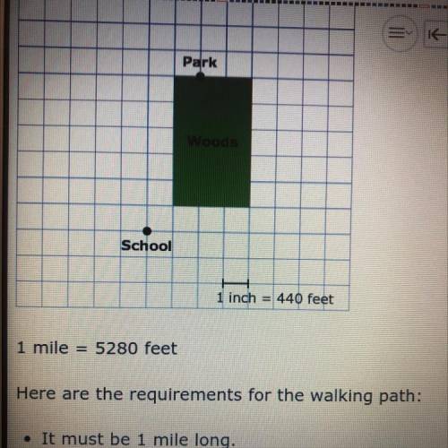 What is the perimeter of the woods, in feet?