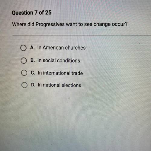 Where did progressives want to see change occur ? help !!