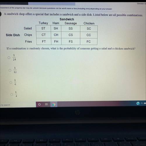 HELP HELP HELP If a combination is randomly chosen, what is the probabilit