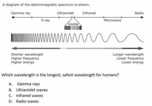 a diagram of the electromagnetic spectrum is shown. which wavelength is the longest safest waveleng