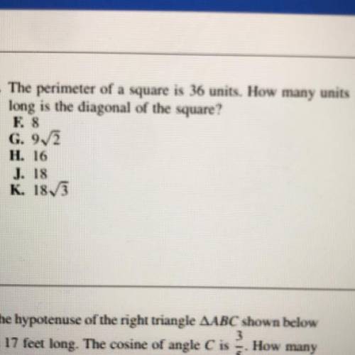 How many units long is the diagonal of the square?