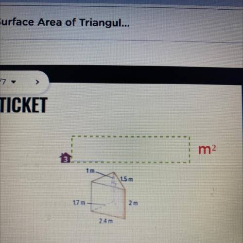 Find the surface area of the triangular prism 1 m 1.5 m 2 m 2.4 m 1.7 m