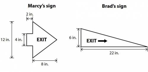 What is the area of Brad's sign? Don't worry about Marcy's sign.