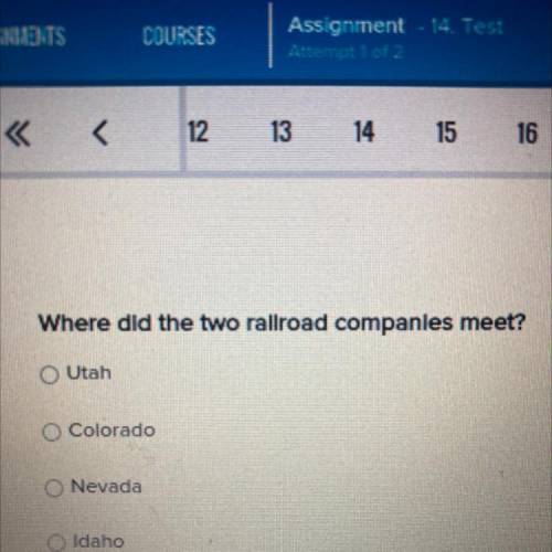 ANSWER WILL GIVE BRAINLEIST Where did the two railroad companies me￼￼et? utah colorado neveda