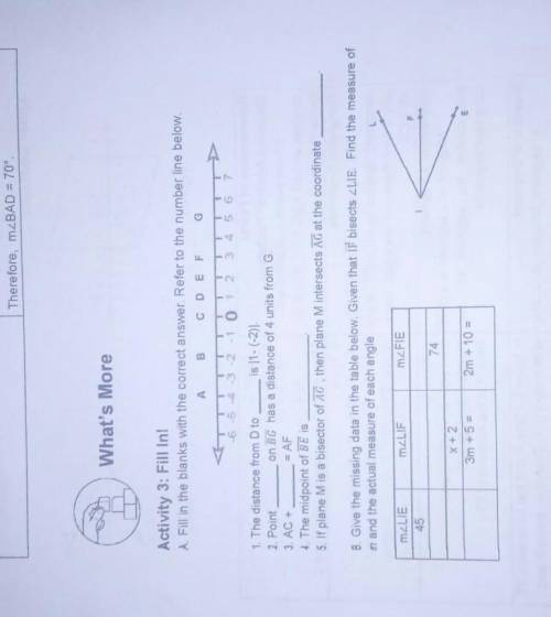 PLEASE activity 3: FILL IN A. Fill tge black with correct answer. refer to the number line below​