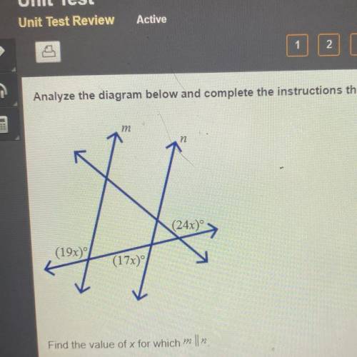 Find the value of x for which m || n
A.3
B.4
C.5
D.6