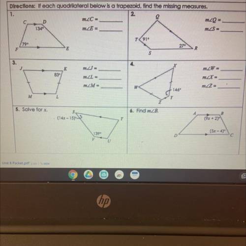 Unit 7: polygons and quadrilaterals homework 6: trapezoids